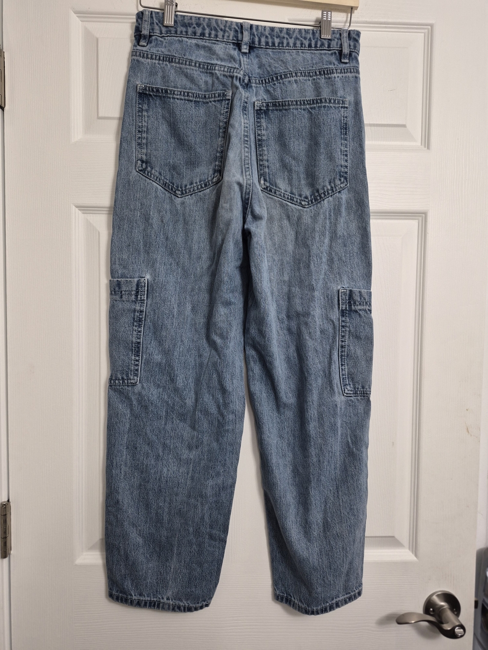 twik Women's Light Blue Straight-Leg Jeans with Cargo Pockets - Picture 2 of 6